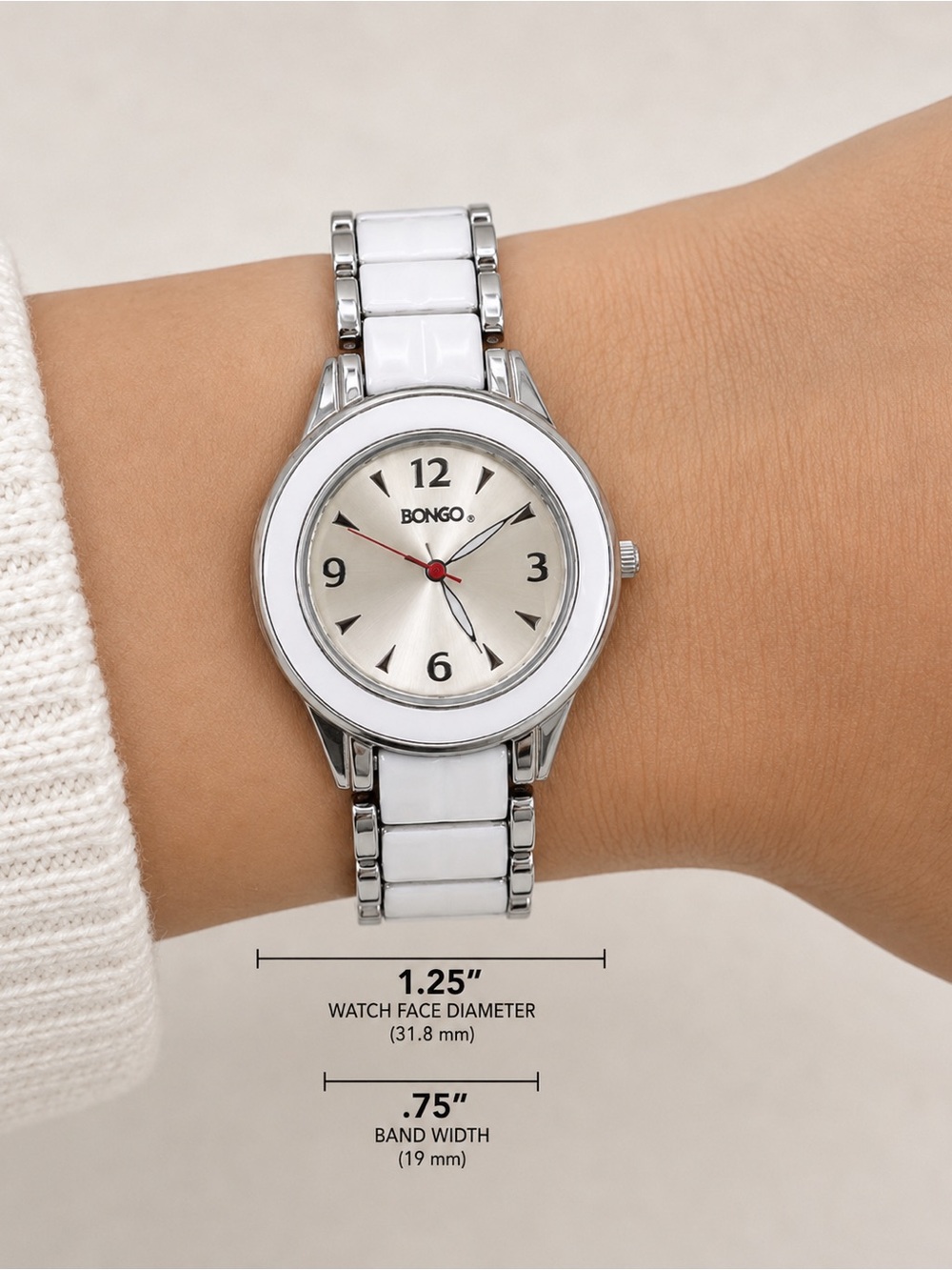 Vintage Bongo Bracelet Watch Womens White Silver Tone Quartz Y2K Test Working